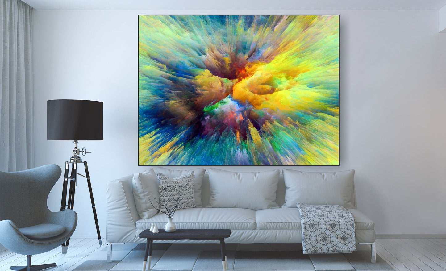WANDBILD ALURAHMEN 200x150 ABSTRAKTE BILDER WOHNZIMMER XXL FARBEN EXPLOSION