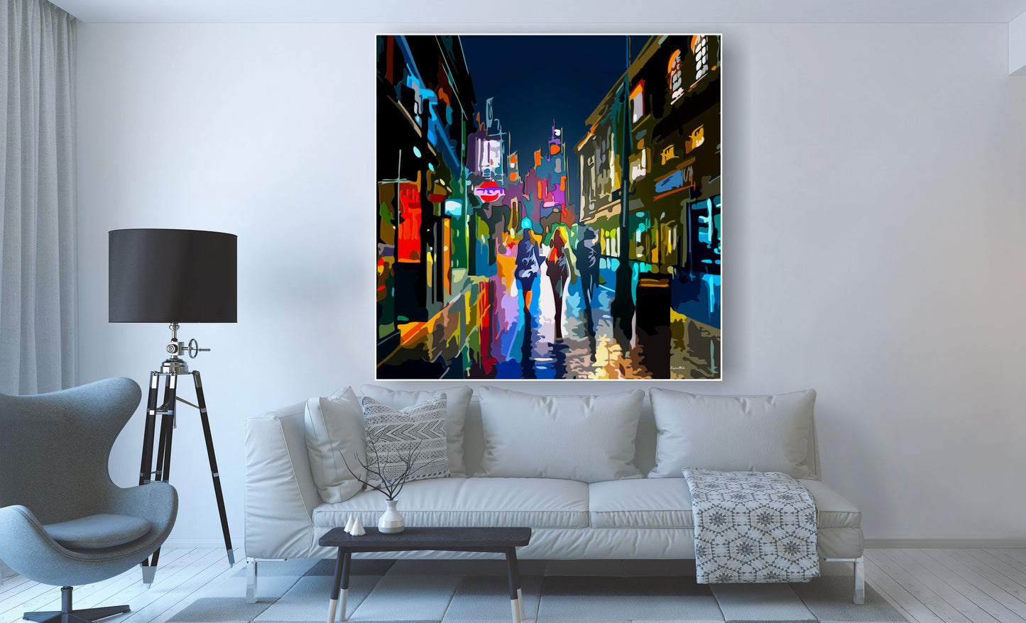 WANDBILDER ALURAHMEN ABSTRAKTE BILDER WOHNZIMMER 150x150 STADT BUNT