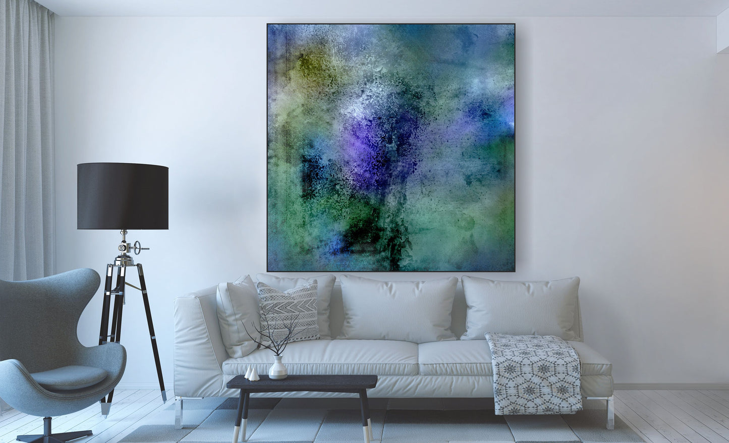 WANDBILDER MIT RAHMEN ABSTRAKT BILDER XXL MODERN WOHNZIMMER KUNST BLAU