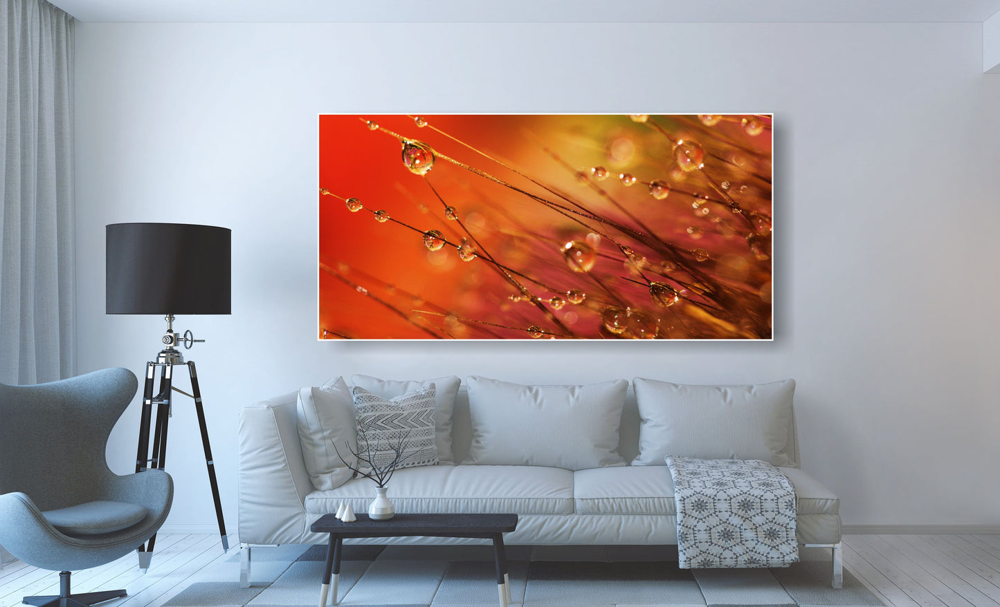 WANDBILDER ALURAHMEN XXL NATUR BILDER 100x200 WOHNZIMMER TAUTROPFEN