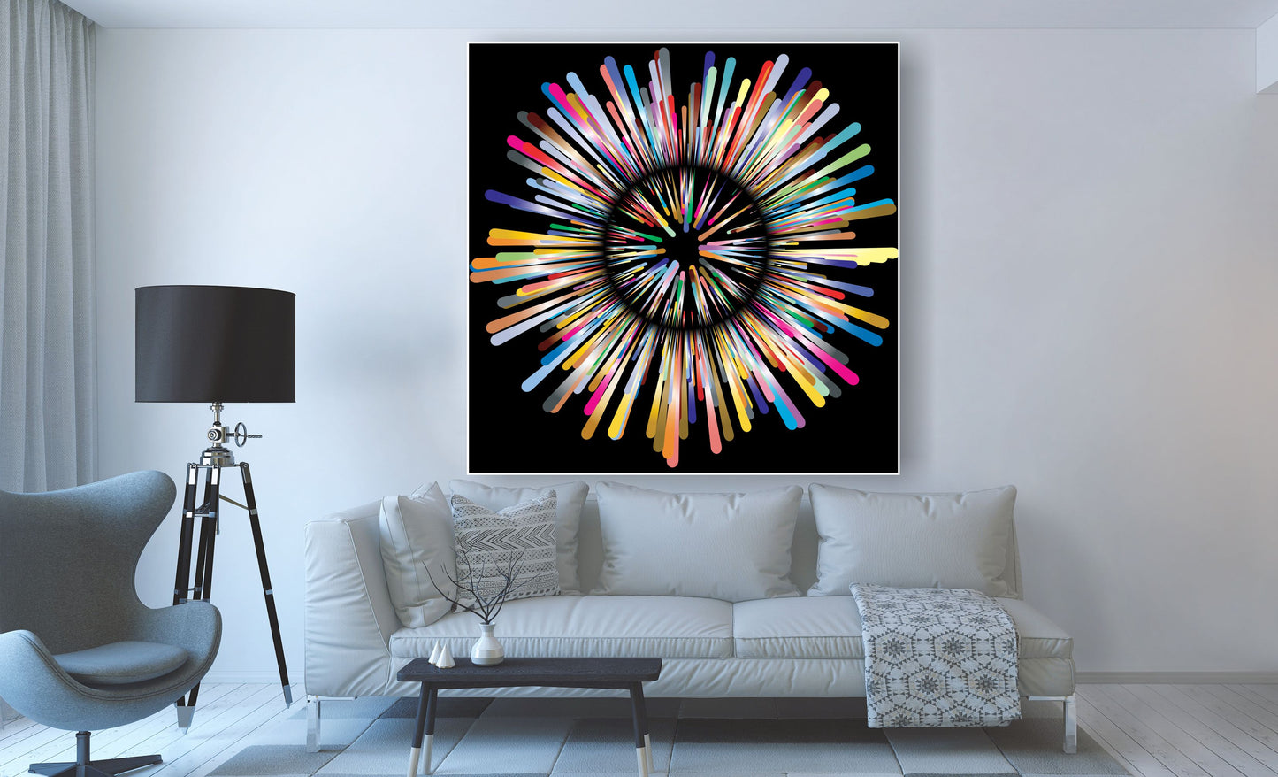 WANDBILDER ALURAHMEN ABSTRAKTE BILDER WOHNZIMMER 150x150 EXPLOSION BUNT