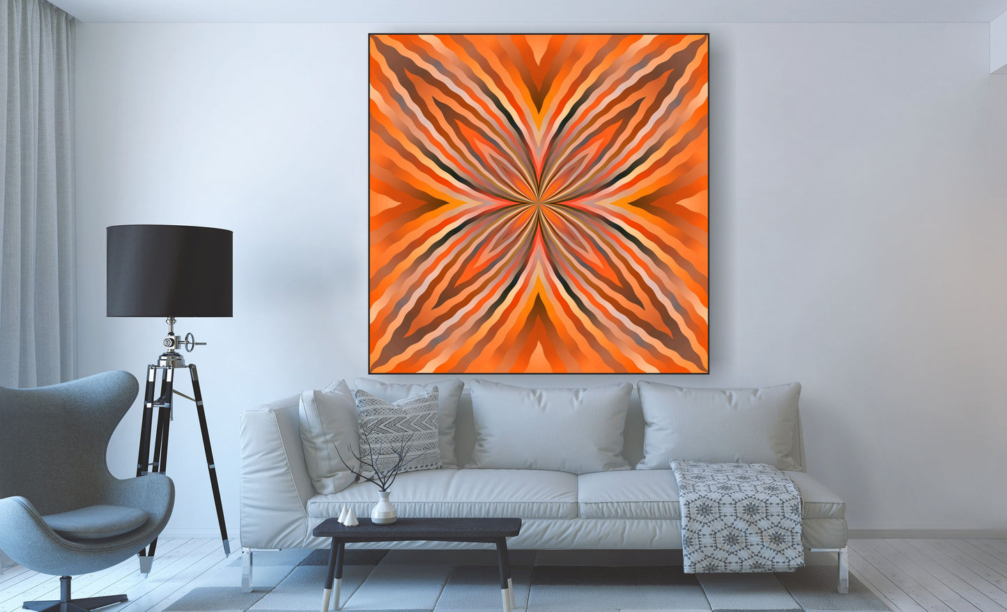 WANDBILDER ALURAHMEN ABSTRAKTE BILDER WOHNZIMMER 150x150 KUNST ORANGE