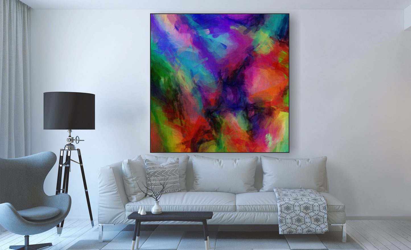 WANDBILDER ALURAHMEN ABSTRAKTE BILDER WOHNZIMMER 150x150 KUNST BUNT