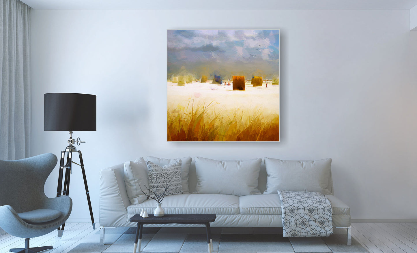 WANDBILDER ALURAHMEN ABSTRAKTE BILDER WOHNZIMMER 120x120 MALEREI STRAND