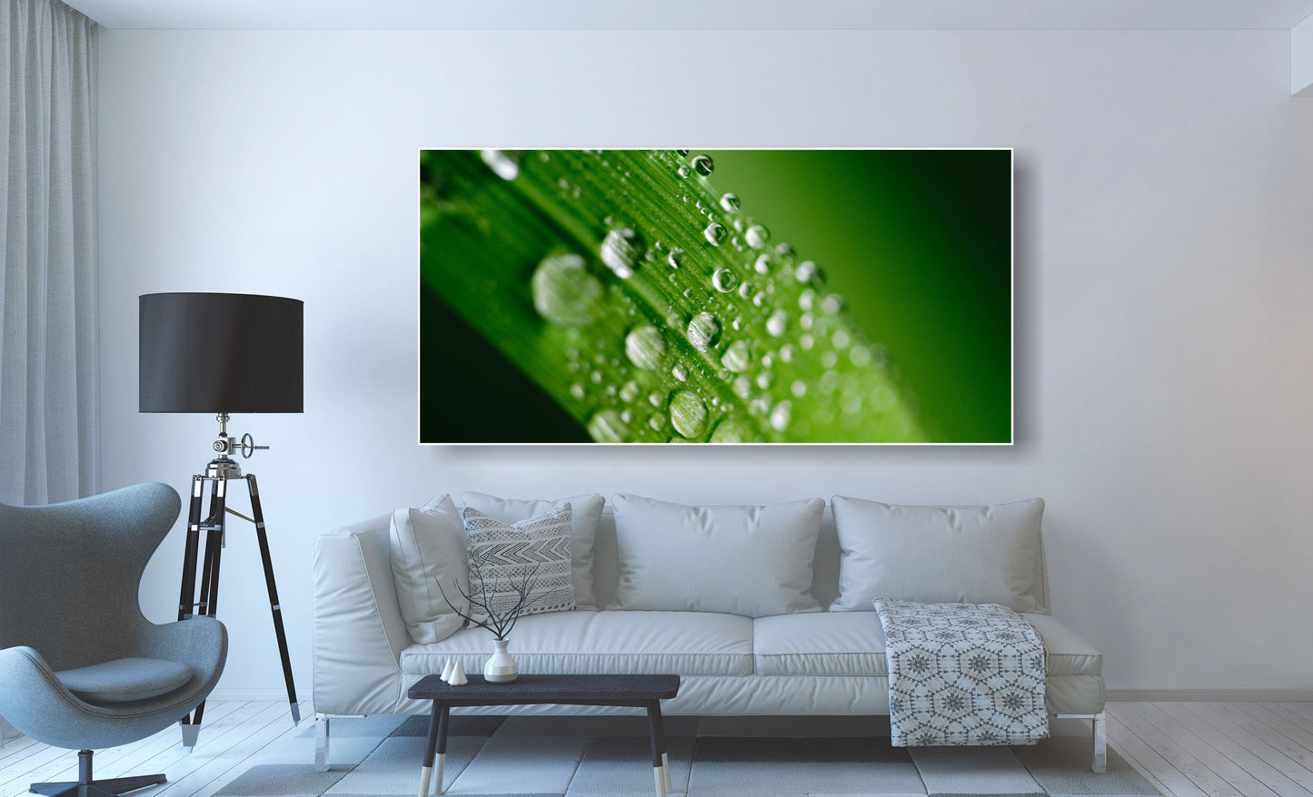 WANDBILDER ALURAHMEN XXL NATUR BILDER 100x200 WOHNZIMMER BLATT TROPFEN
