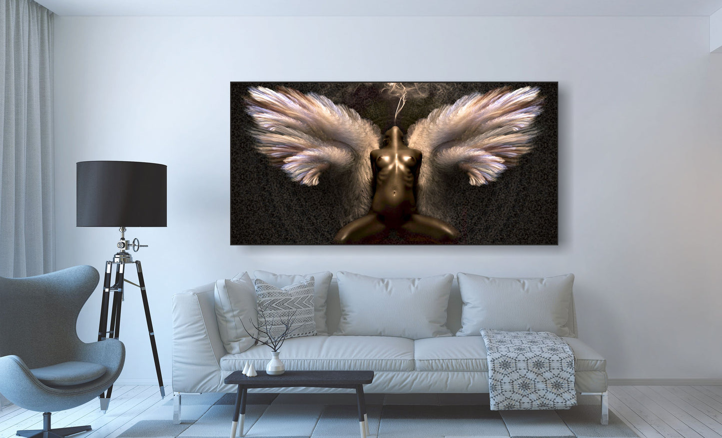 WANDBILDER MIT RAHMEN ABSTRAKT BILDER XXL MODERN WOHNZIMMER FRAU ENGEL