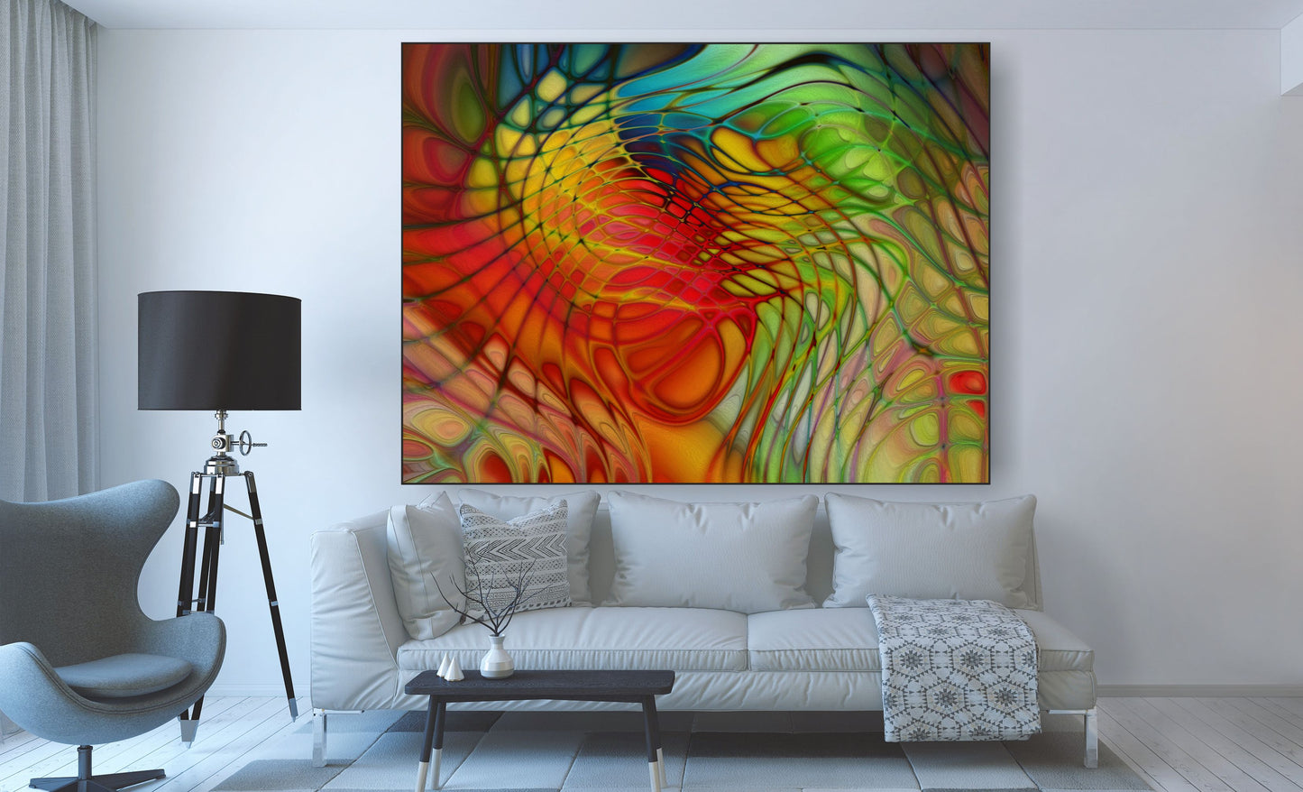 WANDBILDER MIT RAHMEN ABSTRAKT BILDER XXL MODERN WOHNZIMMER KUNST GITTER