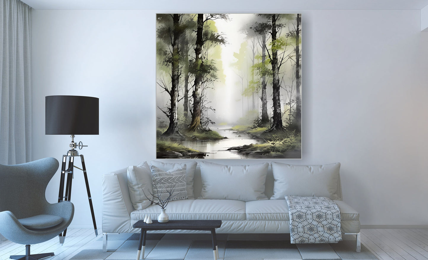 WANDBILDER MIT RAHMEN ABSTRAKT BILDER XXL MODERN WOHNZIMMER MALEREI WALD