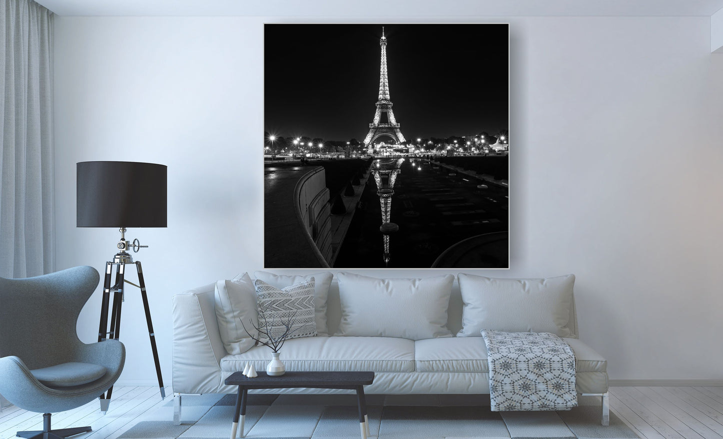 WANDBILDER ALURAHMEN PARIS BILDER WOHNZIMMER 150x150 EIFELTURM S/W