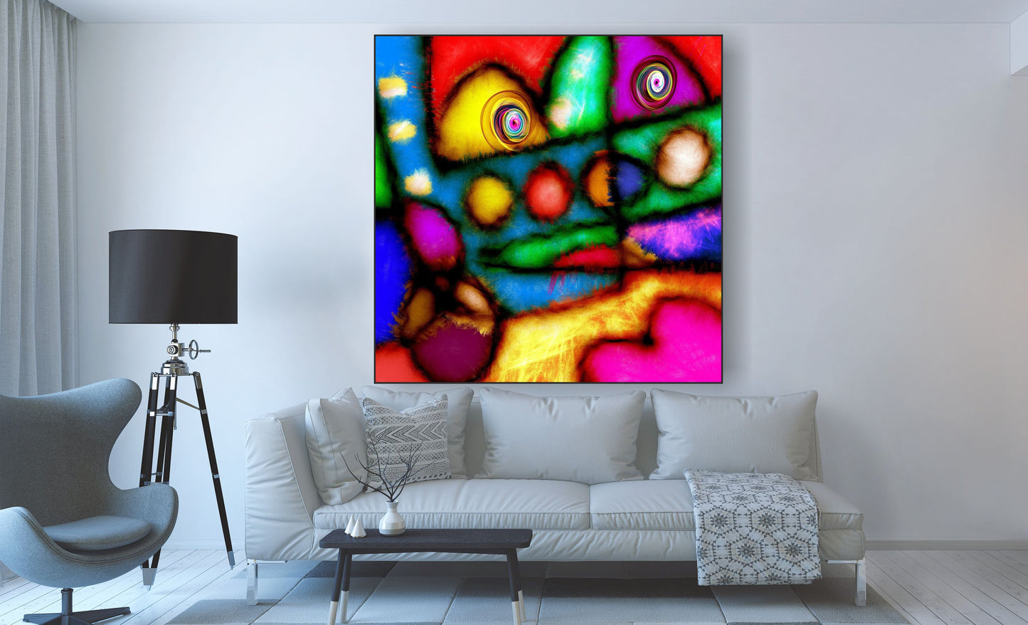 WANDBILDER ALURAHMEN ABSTRAKTE BILDER WOHNZIMMER 150x150 BUNT AUFFÄLLIG
