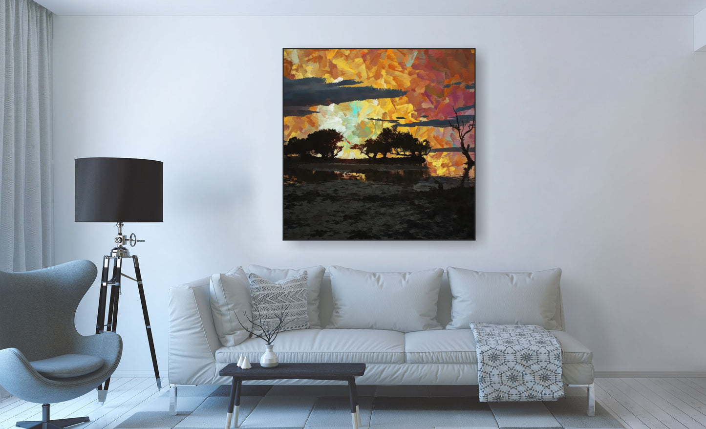 WANDBILDER ALURAHMEN ABSTRAKTE BILDER WOHNZIMMER 120x120 NATUR MALEREI