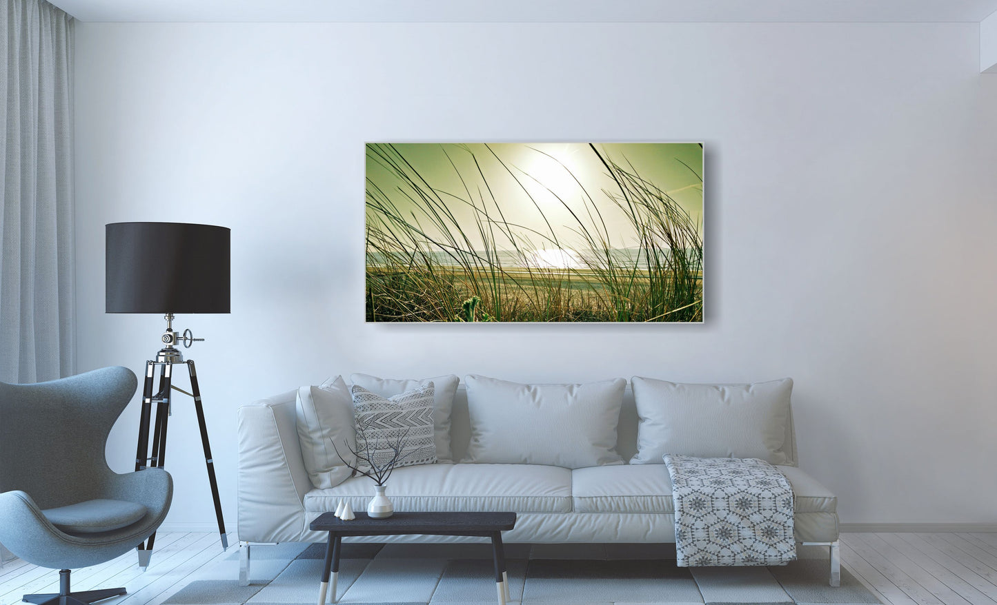 WANDBILDER XXL ALURAHMEN NATUR BILDER WOHNZIMMER 150x80 MEER GRÄSER