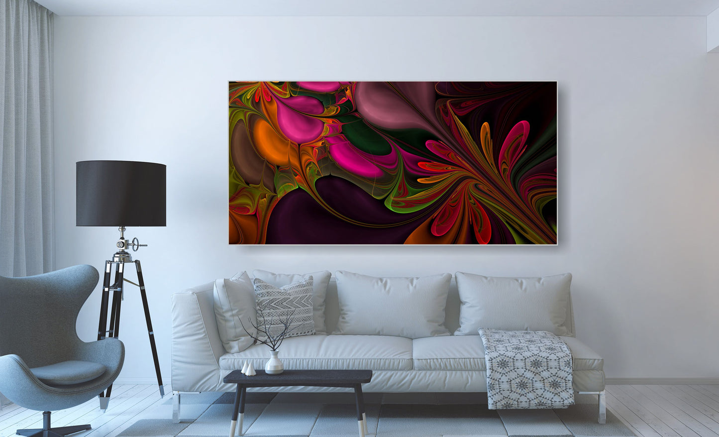 WANDBILDER ALURAHMEN XXL ABSTRAKTE BILDER 200x100 WOHNZIMMER BLÜTEN MODERN