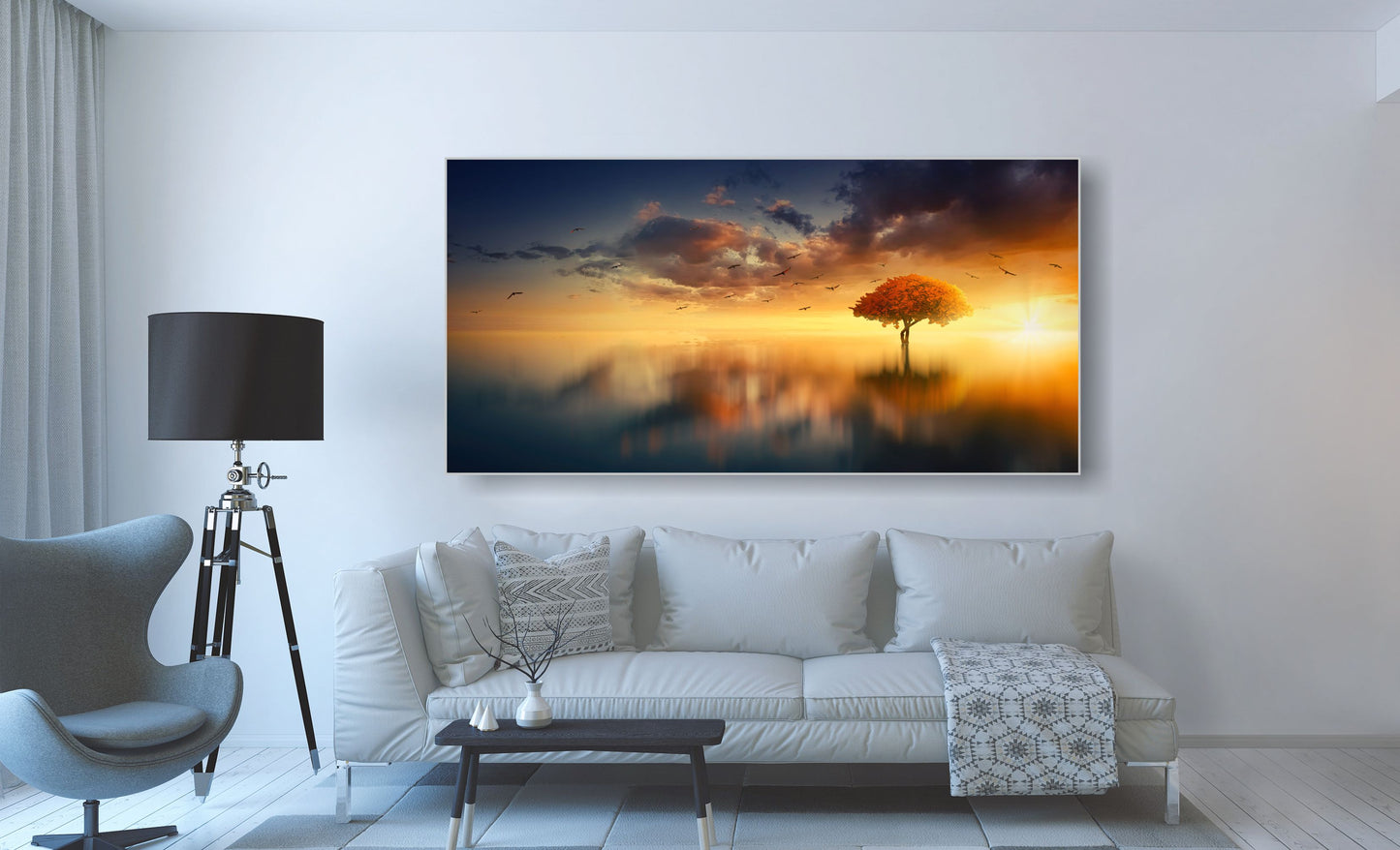 WANDBILDER ALURAHMEN XXL NATUR BILDER 200x100 WOHNZIMMER ABENDSONNE
