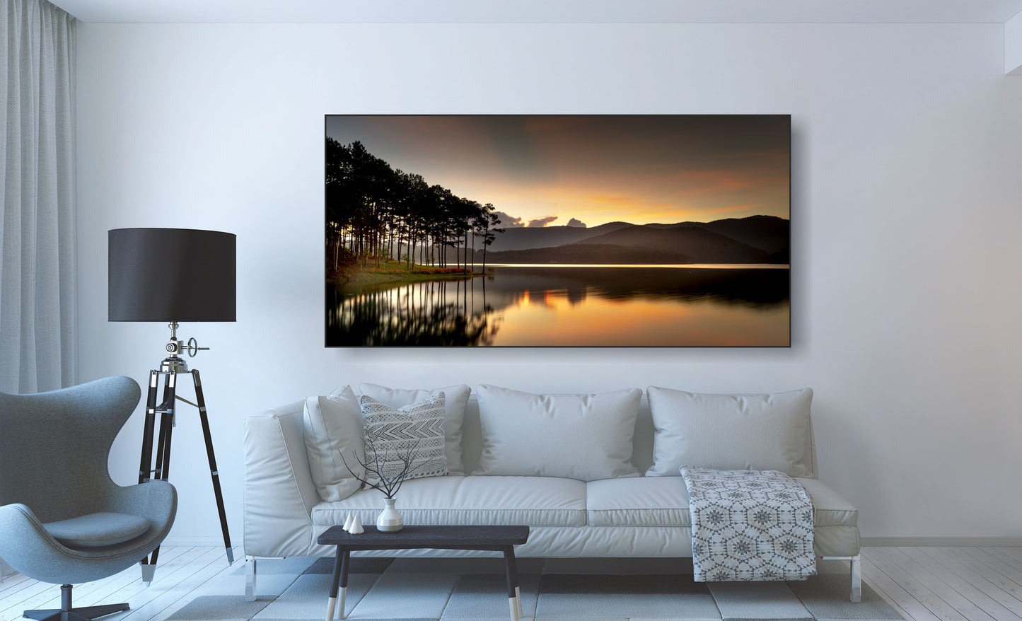 WANDBILDER ALURAHMEN XXL NATUR BILDER 200x100 WOHNZIMMER ABEND LANSCHAFT