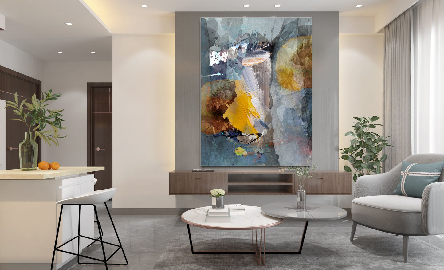 WANDBILDER MIT RAHMEN ABSTRAKT BILDER XXL MODERN WOHNZIMMER MALEREI GRAU