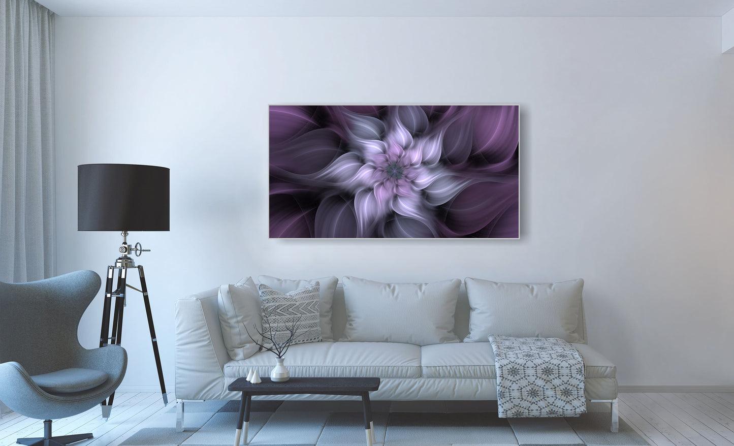 WANDBILDER ALURAHMEN ABSTRAKTE BILDER WOHNZIMMER 150x80 LILA BLÜTE