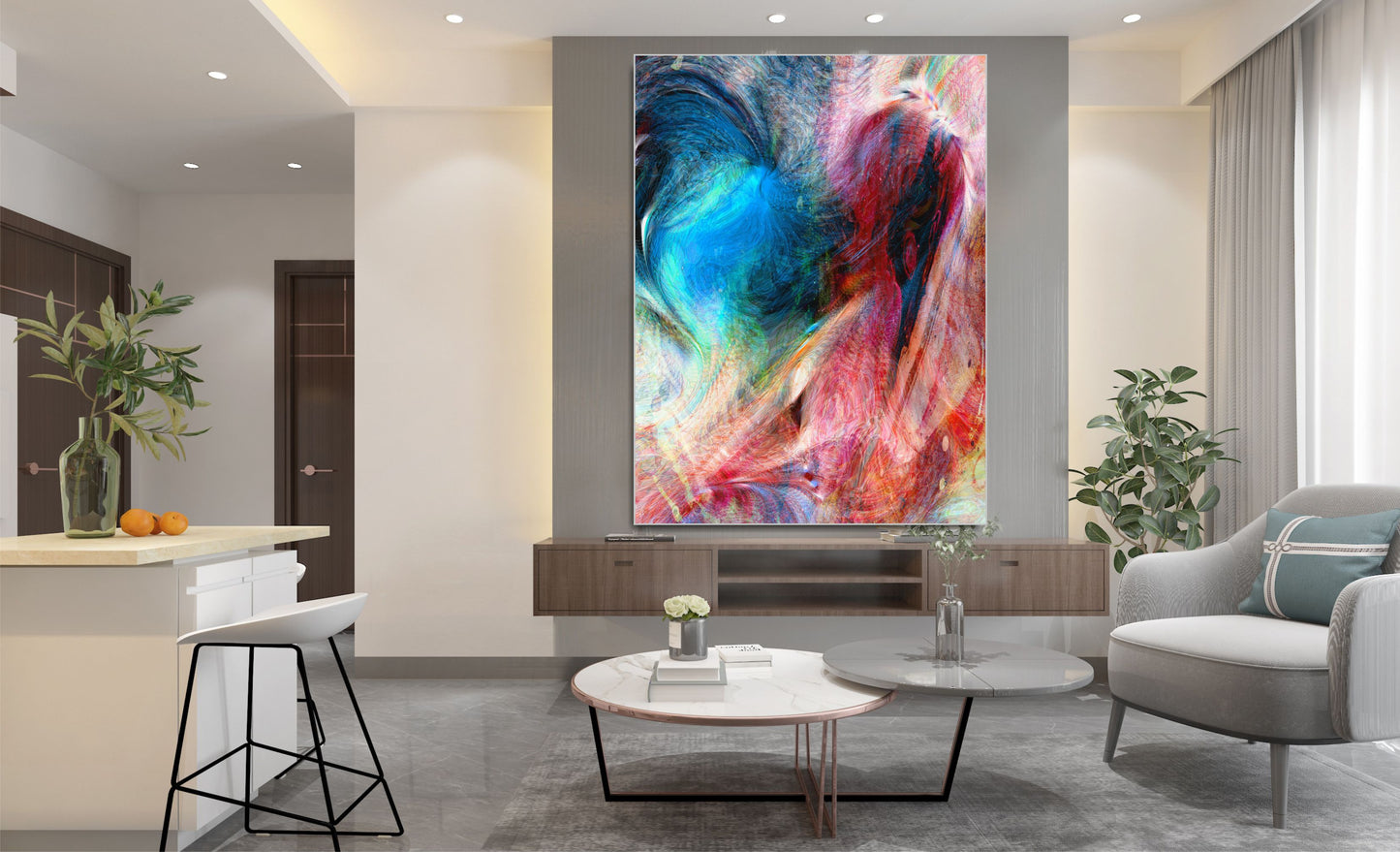 WANDBILDER MIT RAHMEN ABSTRAKT BILDER XXL MODERN WOHNZIMMER KUNST GEWISCHT