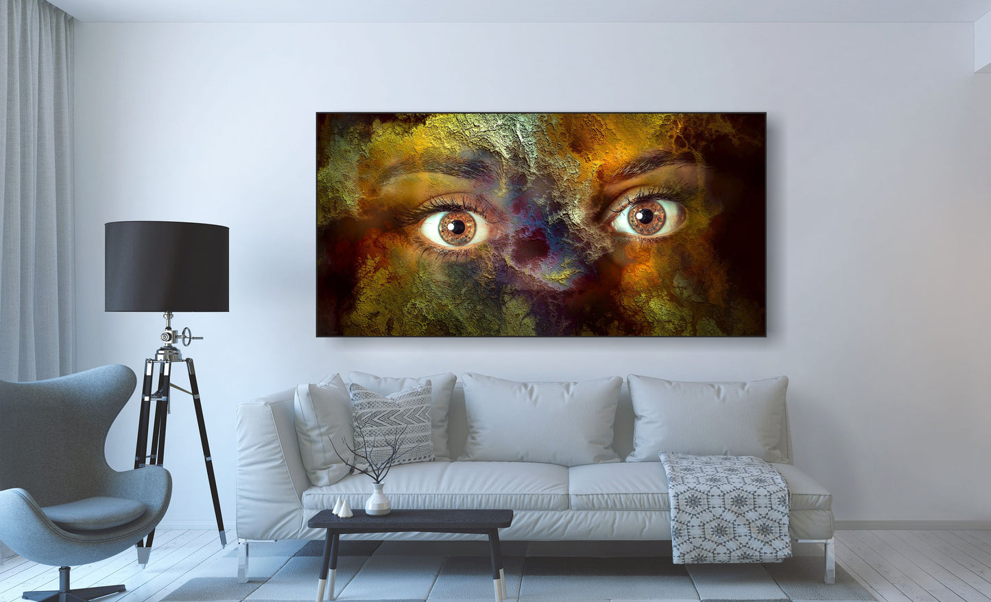 WANDBILDER ALURAHMEN XXL ABSTRAKTE BILDER 200x100 WOHNZIMMER FRAU AUGEN