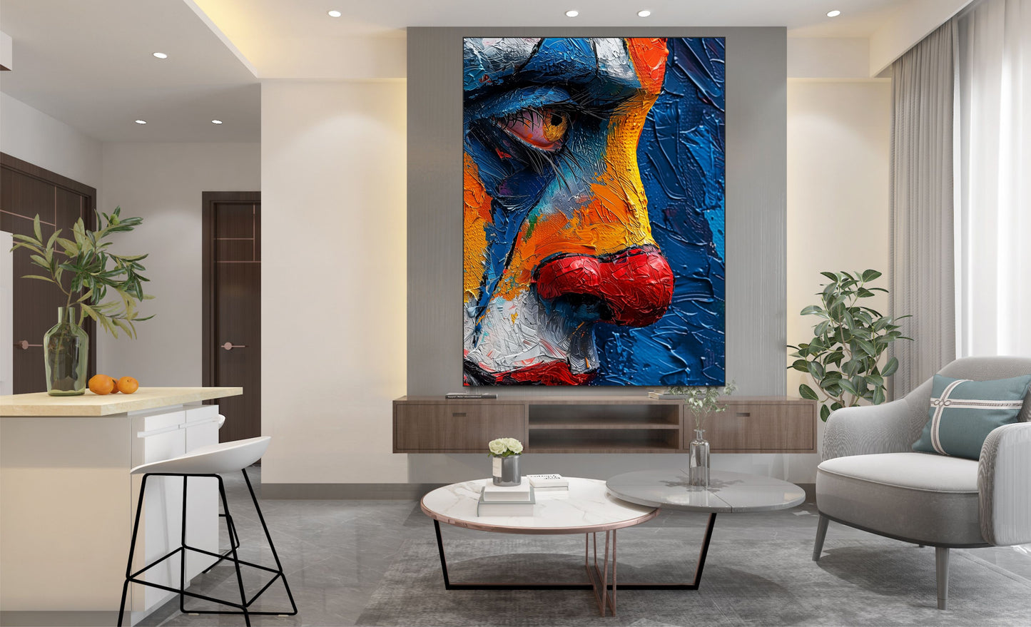 WANDBILDER MIT RAHMEN ABSTRAKT BILDER XXL MODERN WOHNZIMMER GESICHT KUNST BUNT