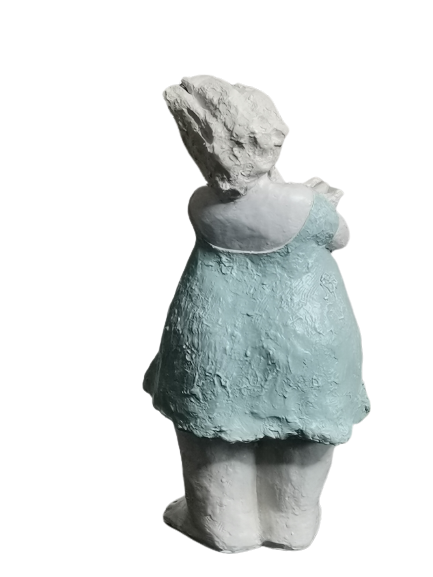 EXNER DEKO FIGUR SKULPTUR CRIVA FRAU MIT TAUBEN HÖHE 32 cm MODERN ABSTRAKT