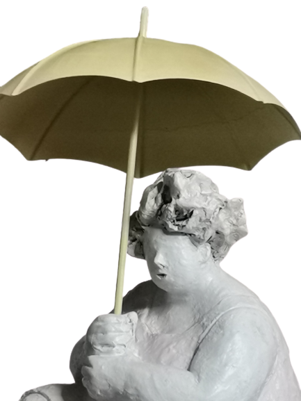 EXNER DEKO FIGUR SKULPTUR CRIVA FRAU MIT SCHIRM HÖHE 28 cm MODERN ABSTRAKT
