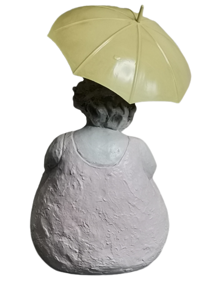EXNER DEKO FIGUR SKULPTUR CRIVA FRAU MIT SCHIRM HÖHE 28 cm MODERN ABSTRAKT