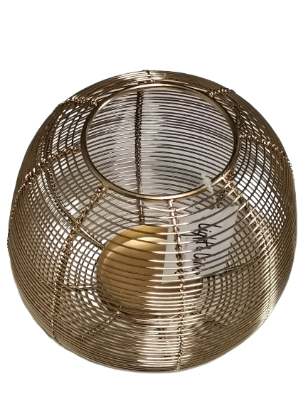 Windlicht Metall Draht Gold 15x20 cm Teelichthalter Kerzenhalter Deko Modern