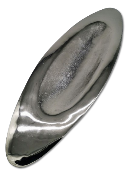 COLMORE DEKO SCHALE XL DESIGN LANG OVAL L 85 cm TISCHDEKO ALU RAW SILBER MODERN