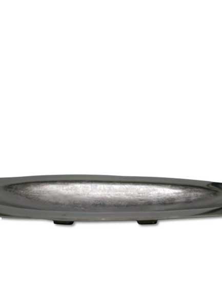 COLMORE DEKO SCHALE XL DESIGN LANG OVAL L 85 cm TISCHDEKO ALU RAW SILBER MODERN