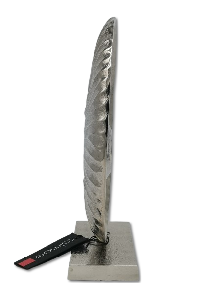 DEKORATIVE COLMORE SKULPTUR RUND ABSTRAKT H 34cm ALU RAW SILBER DESIGN MODERN