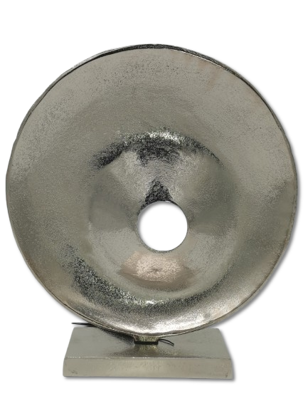 DEKORATIVE COLMORE SKULPTUR RUND ABSTRAKT H 34cm ALU RAW SILBER DESIGN MODERN