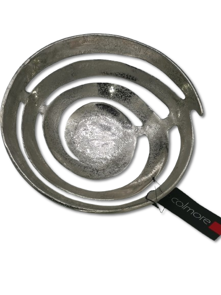 COLMORE DEKO SCHALE DESIGN OFFEN Ø 30 cm TISCHDEKO TELLER ALU RAW SILBER MODERN