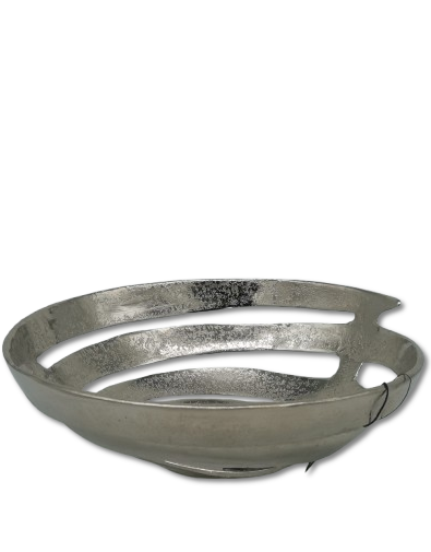 COLMORE DEKO SCHALE DESIGN OFFEN Ø 30 cm TISCHDEKO TELLER ALU RAW SILBER MODERN