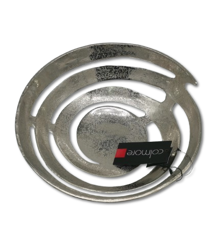 COLMORE DEKO SCHALE DESIGN OFFEN Ø 30 cm TISCHDEKO TELLER ALU RAW SILBER MODERN