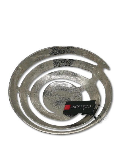 COLMORE DEKO SCHALE DESIGN OFFEN  Ø 30 cm TISCHDEKO TELLER ALU RAW SILBER MODERN