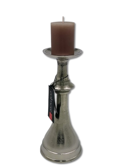 COLMORE DEKO KERZENHALTER KERZENSTÄNDER Ø13 cm H 30 cm ALU RAW SILBER MODERN