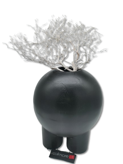 COLMORE DEKO VASE GROSS MODERN H 32cm GEFÄSS KUGEL Ø 28 cm ALU BLACK BODENVASE