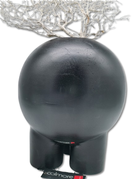 COLMORE DEKO VASE GROSS MODERN H 32cm GEFÄSS KUGEL Ø 28 cm ALU BLACK BODENVASE