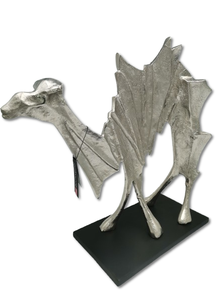 GROSSE COLMORE DEKO SKULPTUR ABSTRAKT DESIGN KAMEL H 60 cm FIGUR TIERE MODERN SILBER