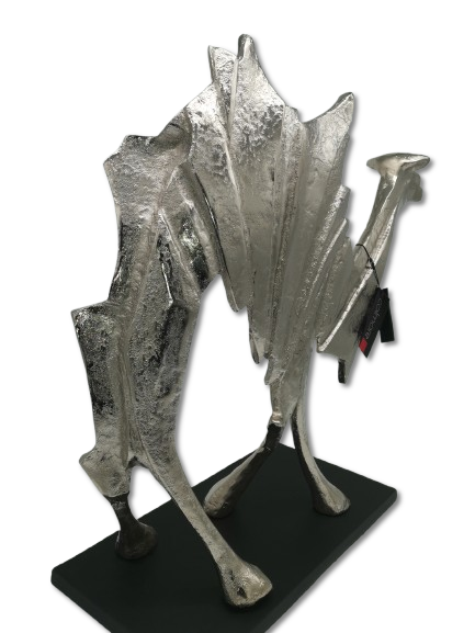 GROSSE COLMORE DEKO SKULPTUR ABSTRAKT DESIGN KAMEL H 60 cm FIGUR TIERE MODERN SILBER