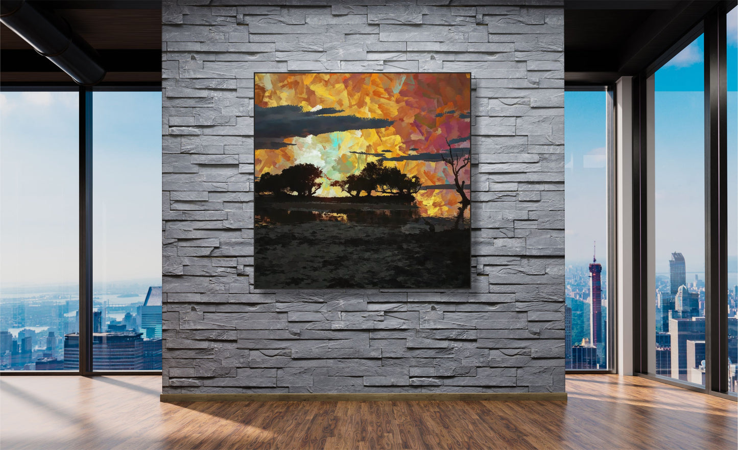 WANDBILDER ALURAHMEN ABSTRAKTE BILDER WOHNZIMMER 120x120 NATUR MALEREI