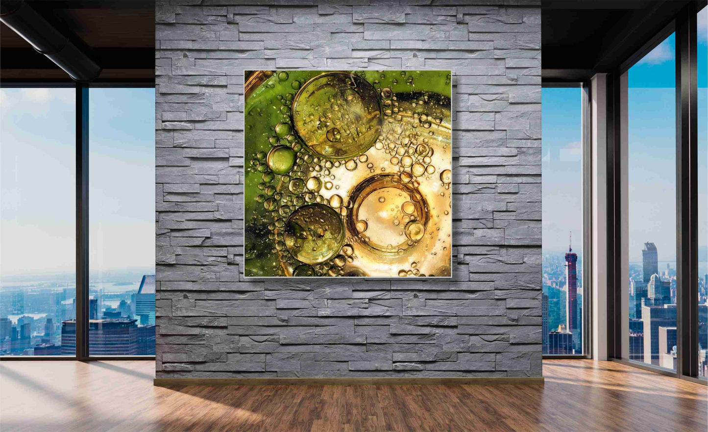 WANDBILD ALURAHMEN XXL NATUR BILDER WOHNZIMMER 120x120 TROPFEN BUBBELS