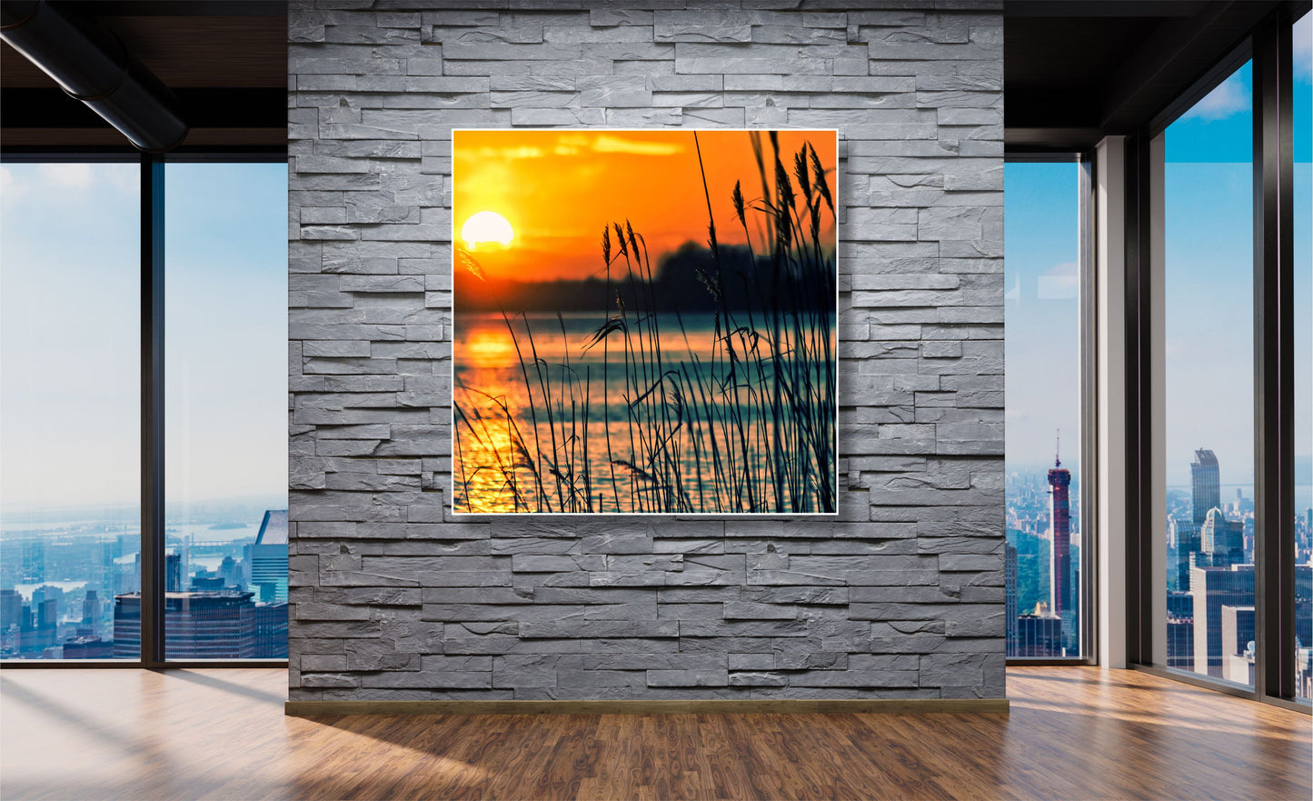 WANDBILDER MIT RAHMEN NATUR BILDER XXL MODERN WOHNZIMMER SEE AM ABEND