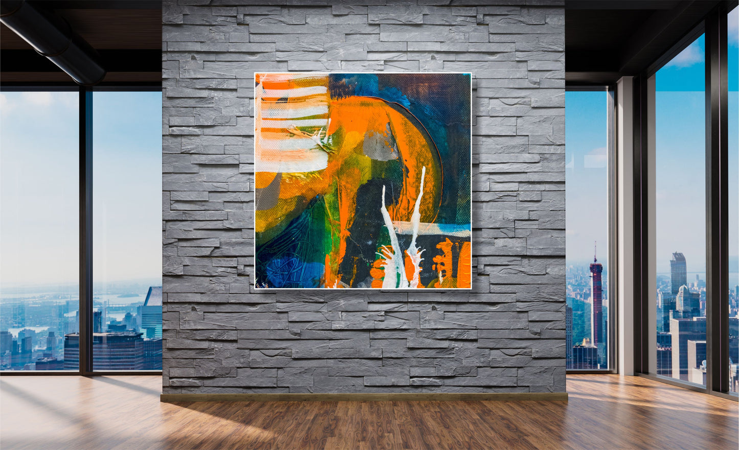 WANDBILDER ALURAHMEN ABSTRAKTE BILDER WOHNZIMMER 120x120 MALEREI BUNT