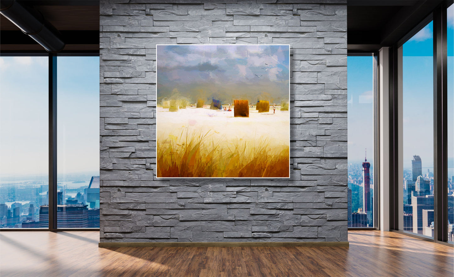 WANDBILDER ALURAHMEN ABSTRAKTE BILDER WOHNZIMMER 120x120 MALEREI STRAND