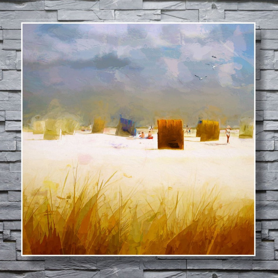 WANDBILDER ALURAHMEN ABSTRAKTE BILDER WOHNZIMMER 120x120 MALEREI STRAND