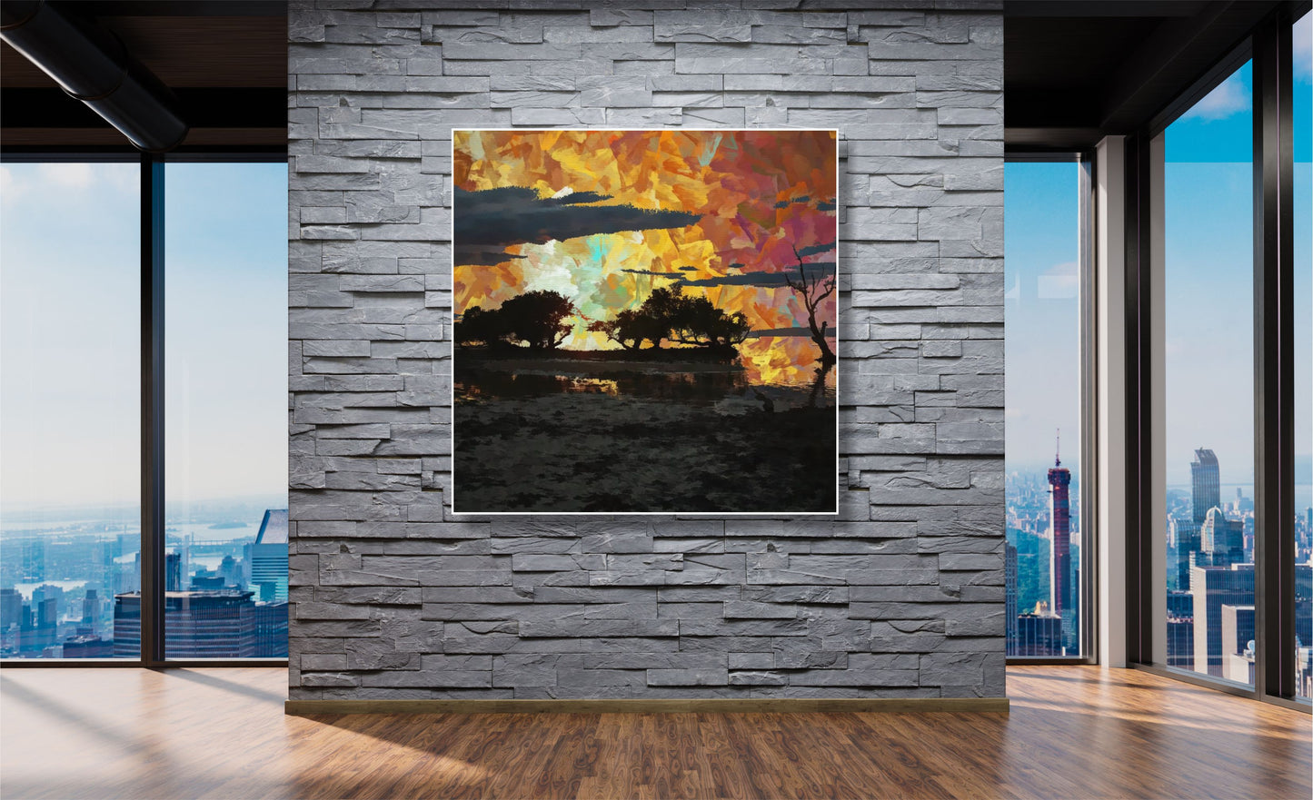 WANDBILDER ALURAHMEN ABSTRAKTE BILDER WOHNZIMMER 120x120 NATUR MALEREI