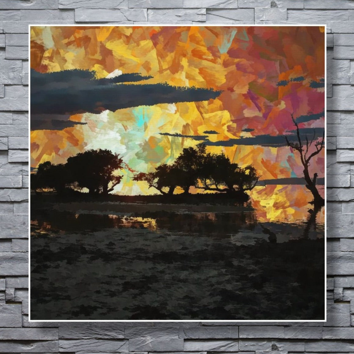 WANDBILDER ALURAHMEN ABSTRAKTE BILDER WOHNZIMMER 120x120 NATUR MALEREI