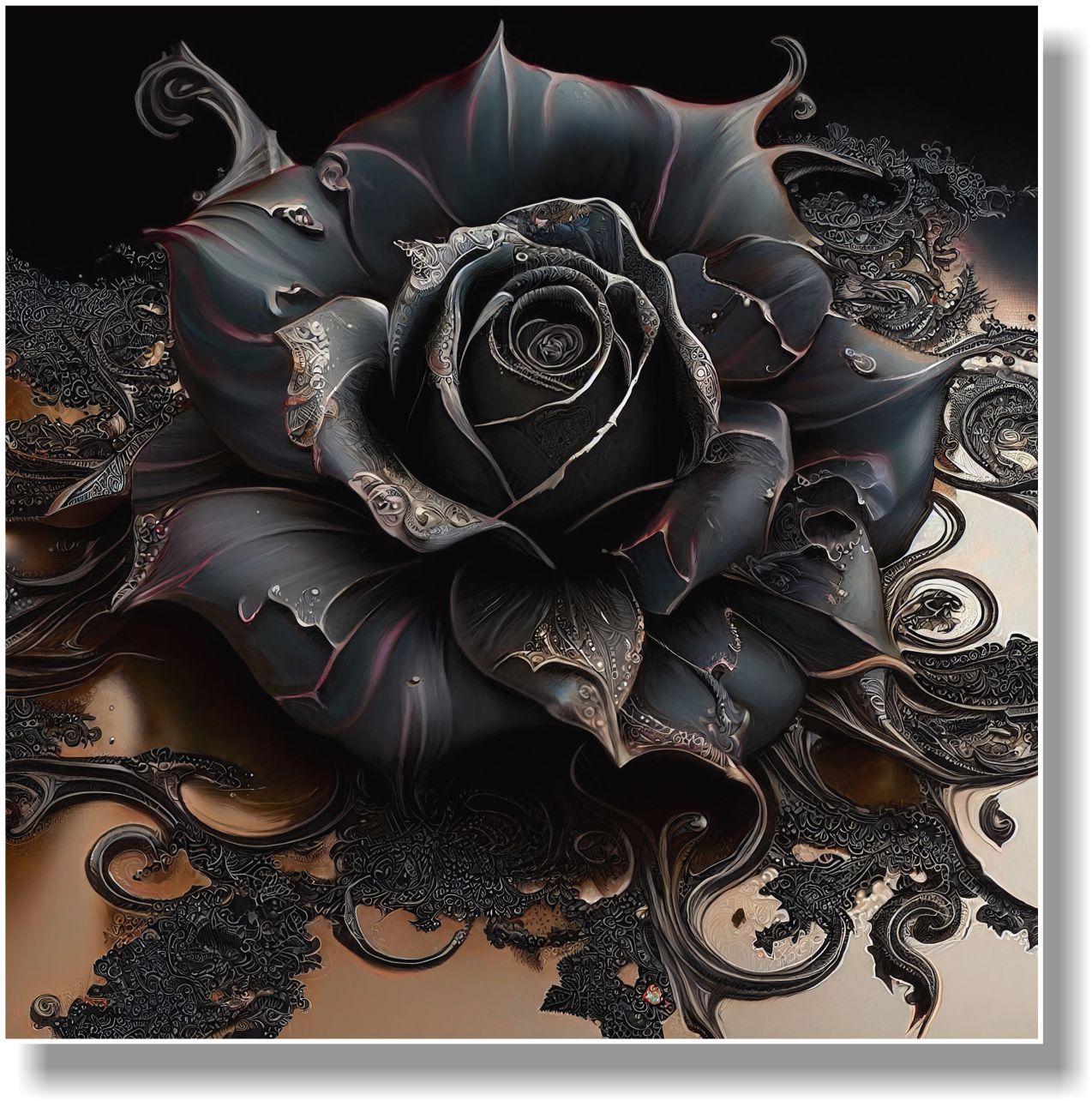 WANDBILDER ALURAHMEN ABSTRAKTE BILDER WOHNZIMMER 150x150 ROSE SCHWARZ